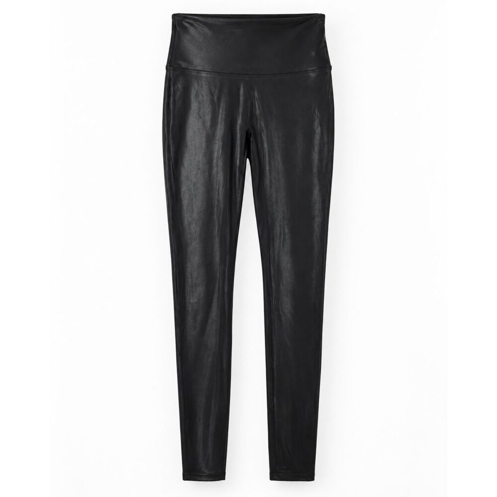 SPANX Faux Leather Leggings Women’s Size Large Black High Rise Shaping Pants